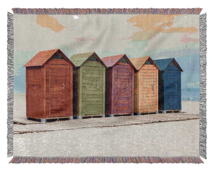 Beach Hut Boardwalk Woven Blanket