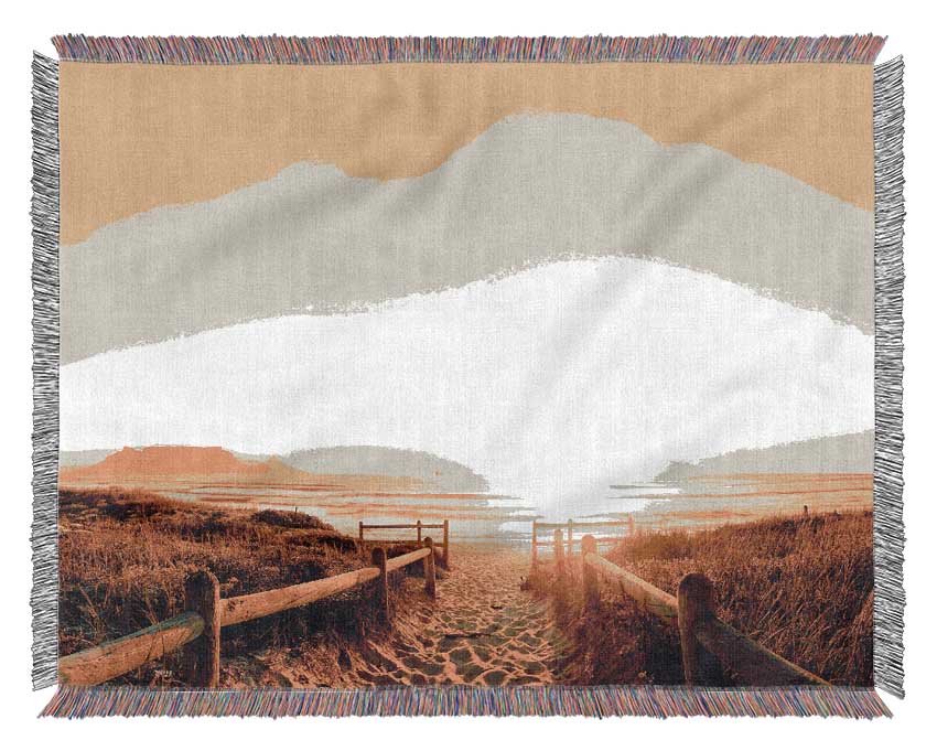 Sunrise walk To The Ocean Woven Blanket