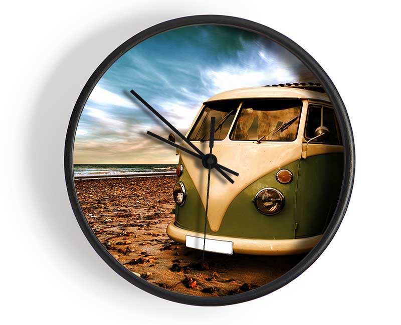 VW Camper Van Green Clock - Wallart-Direct UK