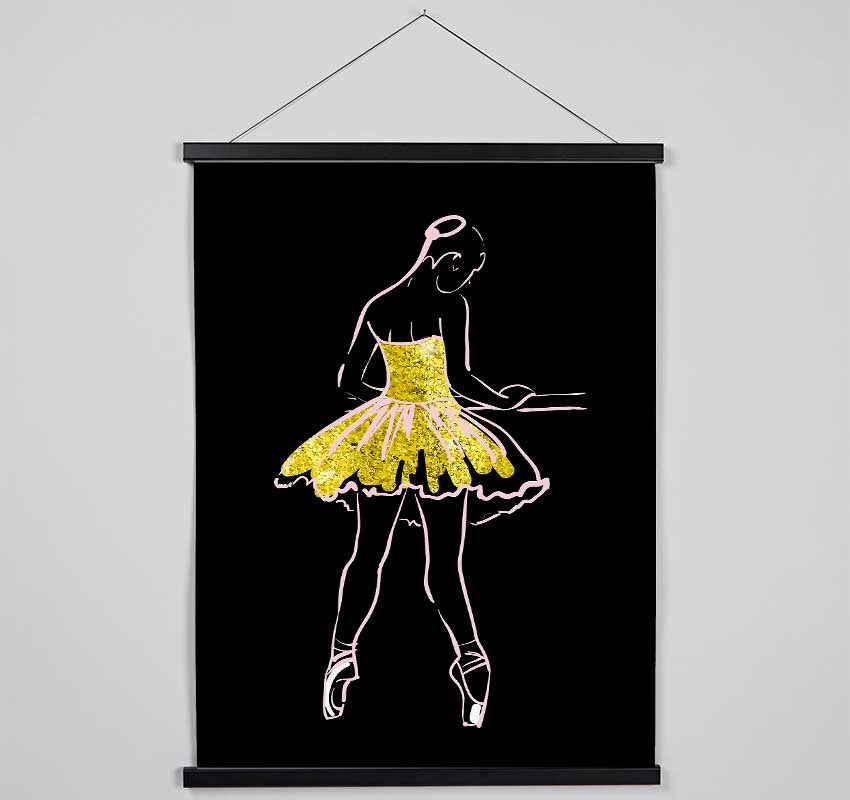 Golden Pink Ballerina 5 Hanging Poster - Wallart-Direct UK