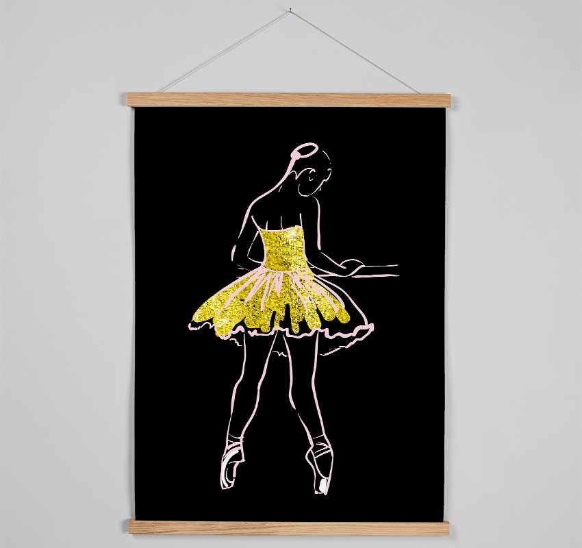 Golden Pink Ballerina 5 Hanging Poster - Wallart-Direct UK