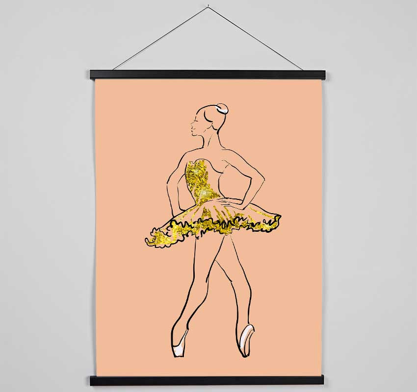 Golden White Ballerina Hanging Poster - Wallart-Direct UK