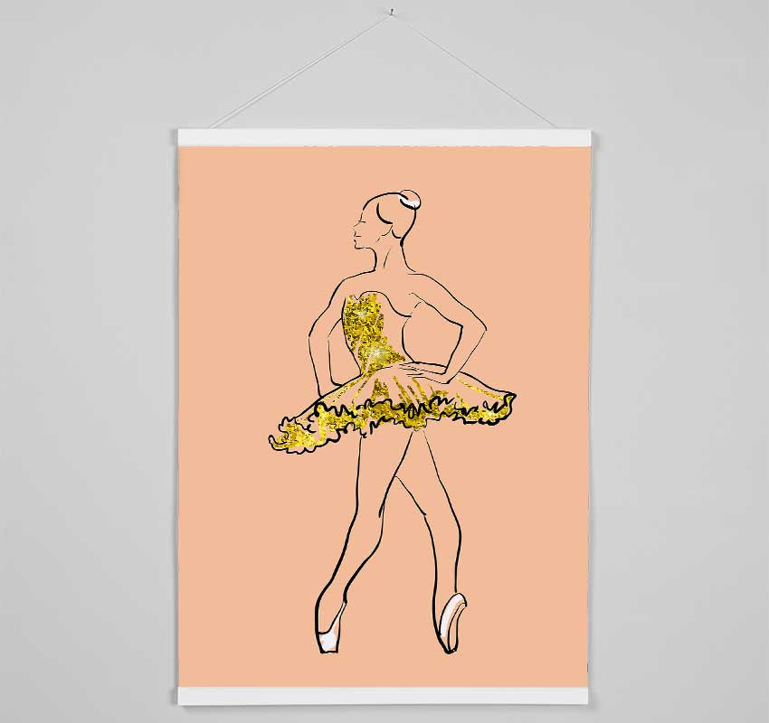 Golden White Ballerina Hanging Poster - Wallart-Direct UK