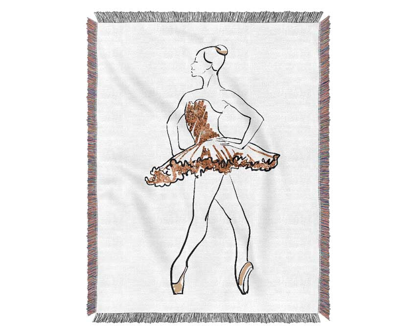 Golden Pink Ballerina 1 Woven Blanket