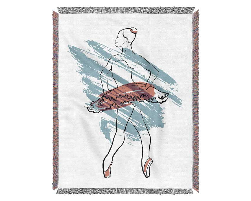 Blue Pink Ballerina 1 Woven Blanket