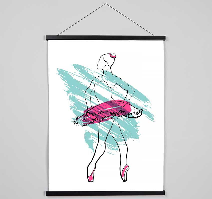 Blue Pink Ballerina 1 Hanging Poster - Wallart-Direct UK