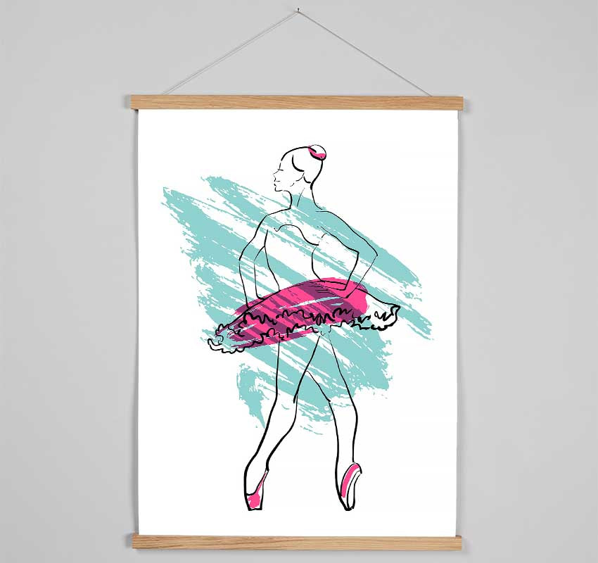 Blue Pink Ballerina 1 Hanging Poster - Wallart-Direct UK