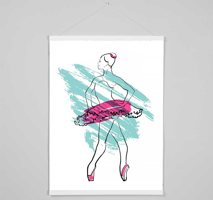 Blue Pink Ballerina 1 Hanging Poster - Wallart-Direct UK