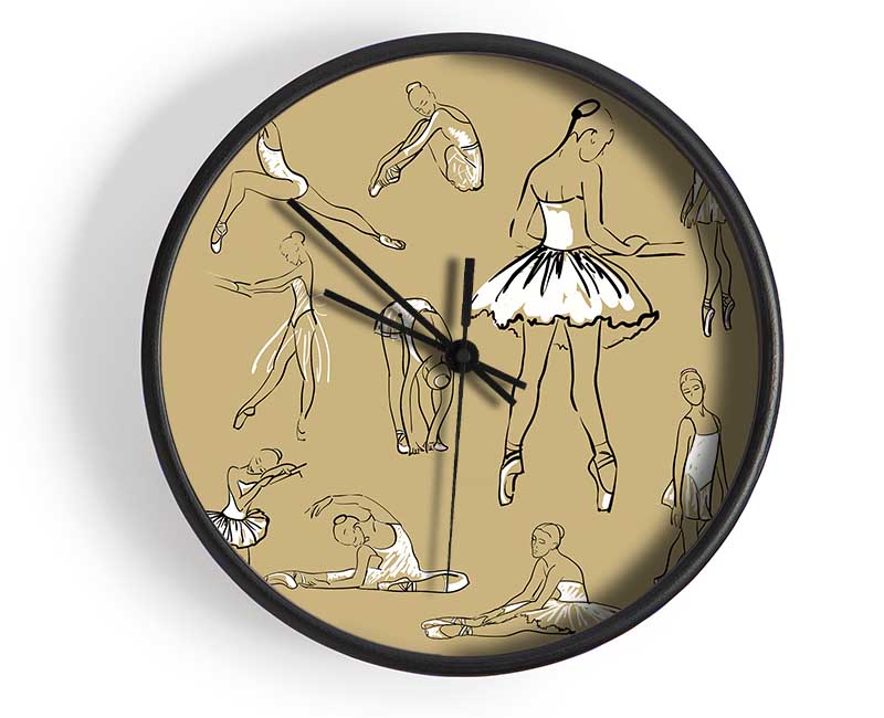 Beige White Ballerina 1 Clock - Wallart-Direct UK