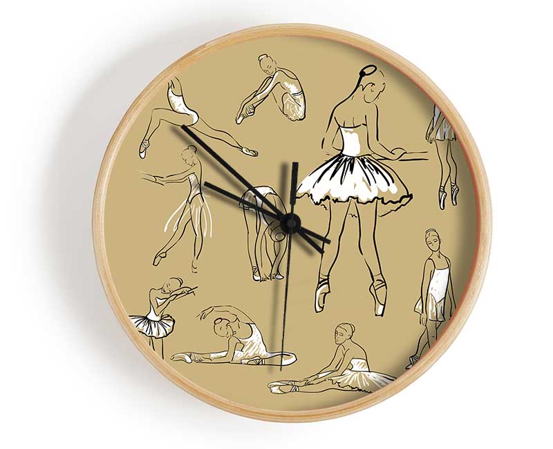 Beige White Ballerina 1 Clock - Wallart-Direct UK