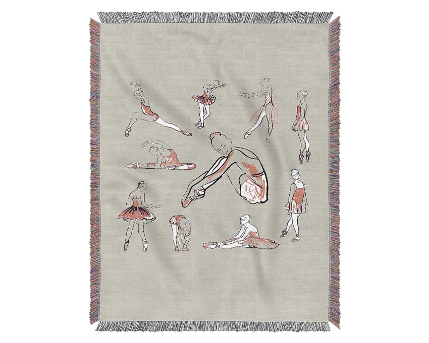 Pink White Ballerina 1 Woven Blanket