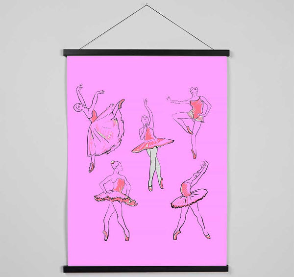 Pink White Ballerina 2 Hanging Poster - Wallart-Direct UK