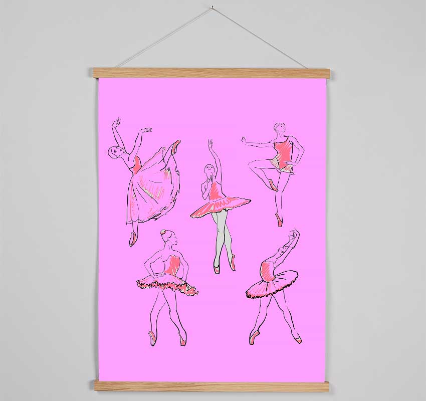 Pink White Ballerina 2 Hanging Poster - Wallart-Direct UK