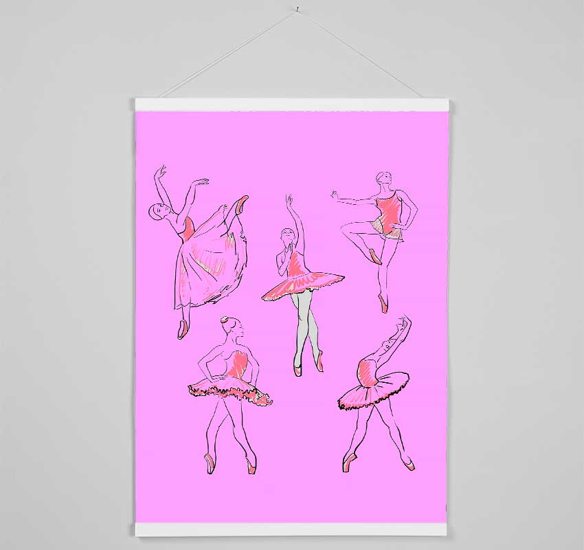 Pink White Ballerina 2 Hanging Poster - Wallart-Direct UK