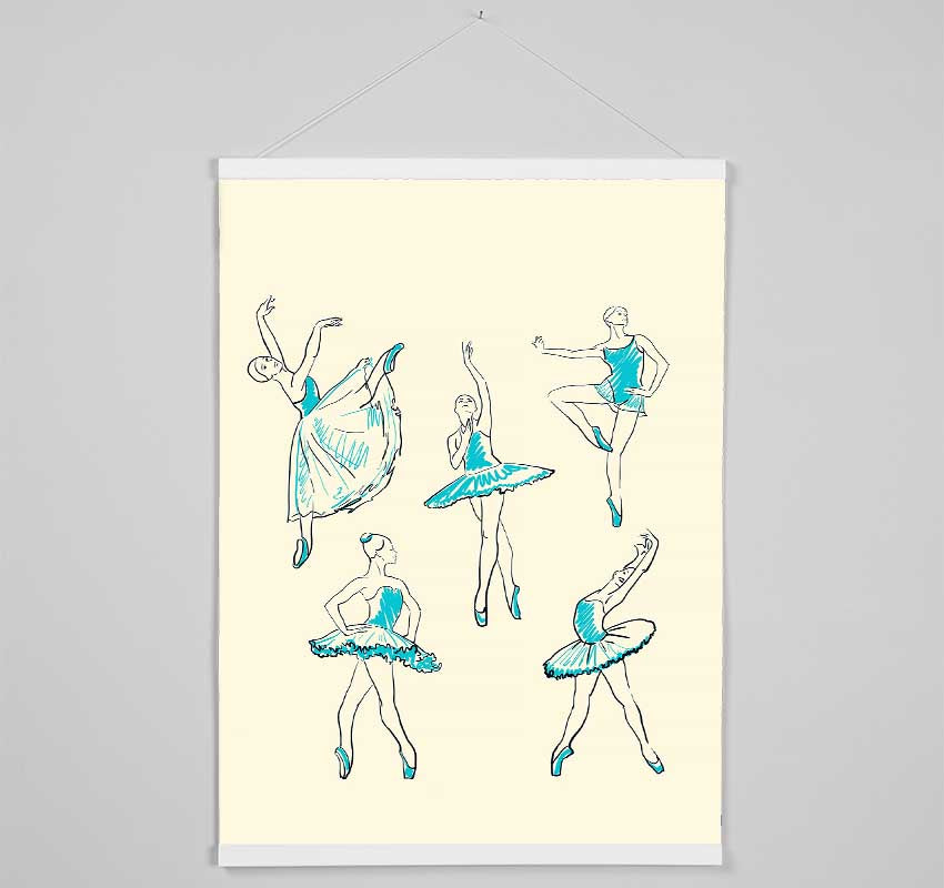 Blue Ballerina 3 Hanging Poster - Wallart-Direct UK