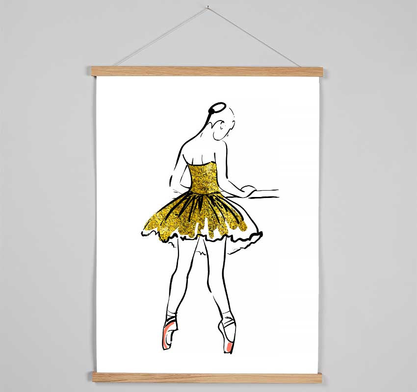 Golden Pink Ballerina 3 Hanging Poster - Wallart-Direct UK