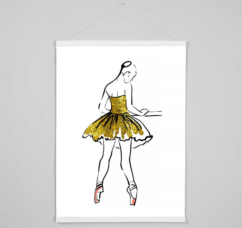 Golden Pink Ballerina 3 Hanging Poster - Wallart-Direct UK