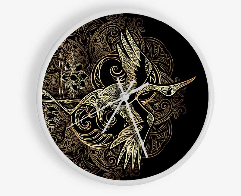 Golden Crane Clock - Wallart-Direct UK