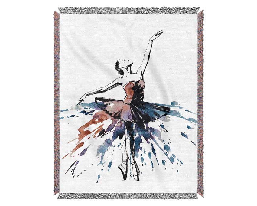 Blue Pink Ballerina 8 Woven Blanket