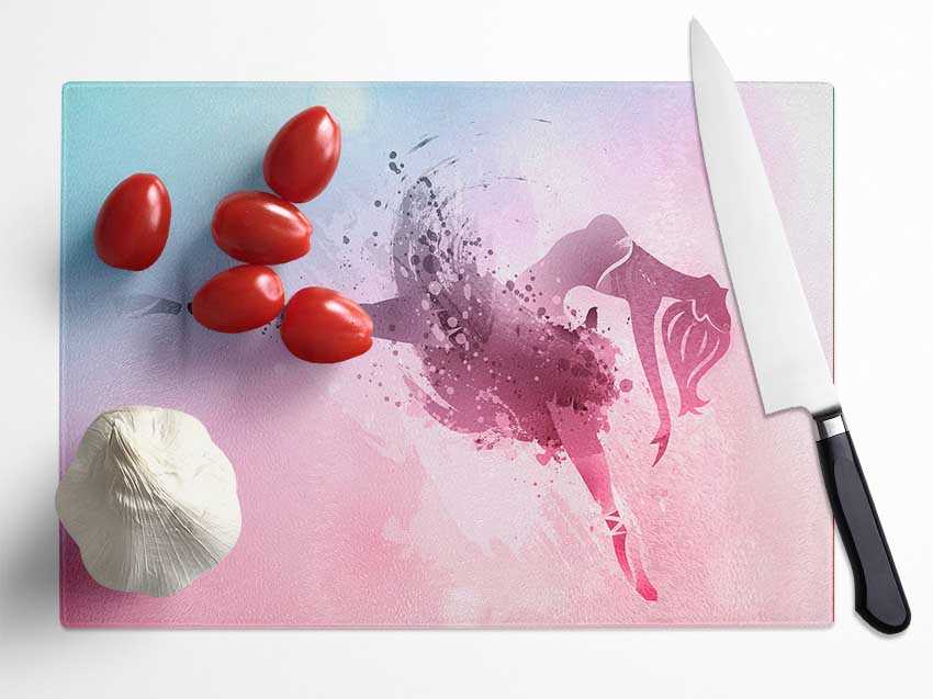 Blue Pink Ballerina 6 Glass Chopping Board