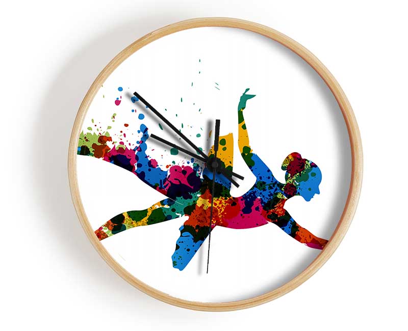 Rainbow Ballerina 1 Clock - Wallart-Direct UK