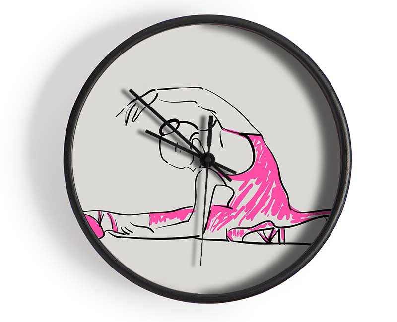 Grey Pink Ballerina 2 Clock - Wallart-Direct UK