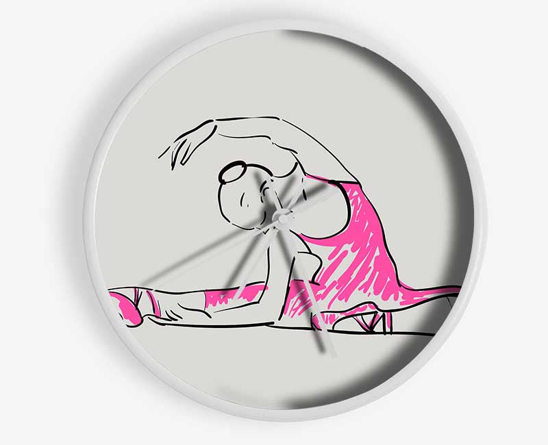 Grey Pink Ballerina 2 Clock - Wallart-Direct UK