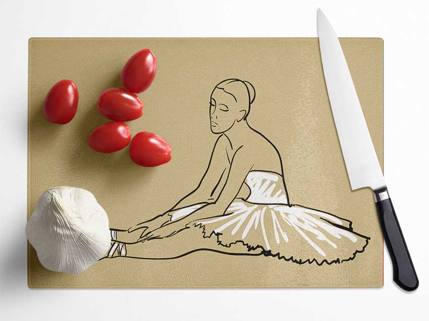 Beige White Ballerina 4 Glass Chopping Board