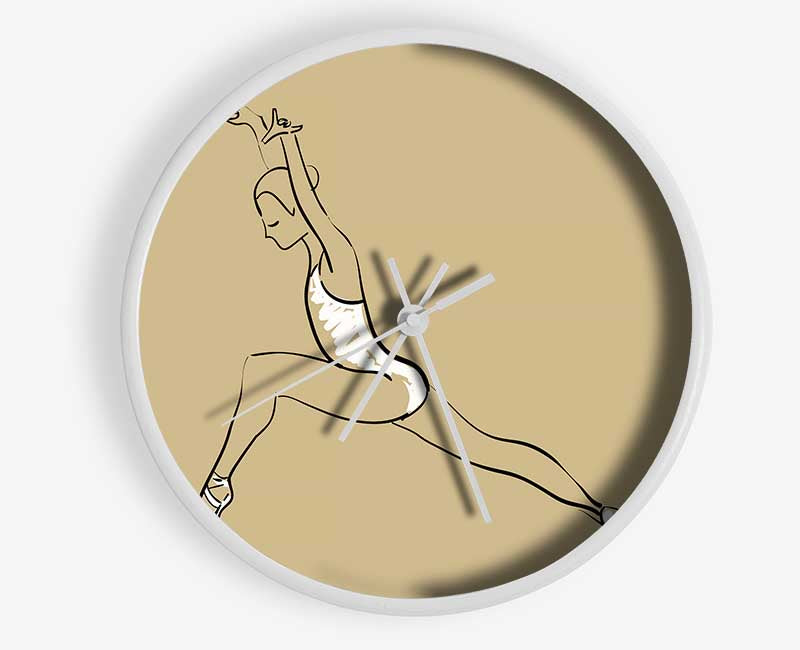 Beige White Ballerina 5 Clock - Wallart-Direct UK