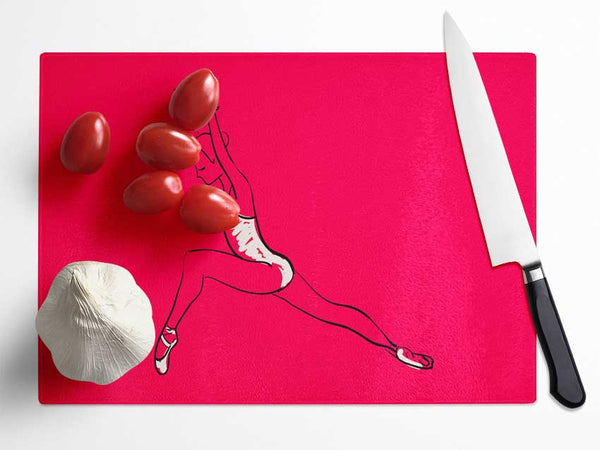 Pink White Ballerina 6 Glass Chopping Board