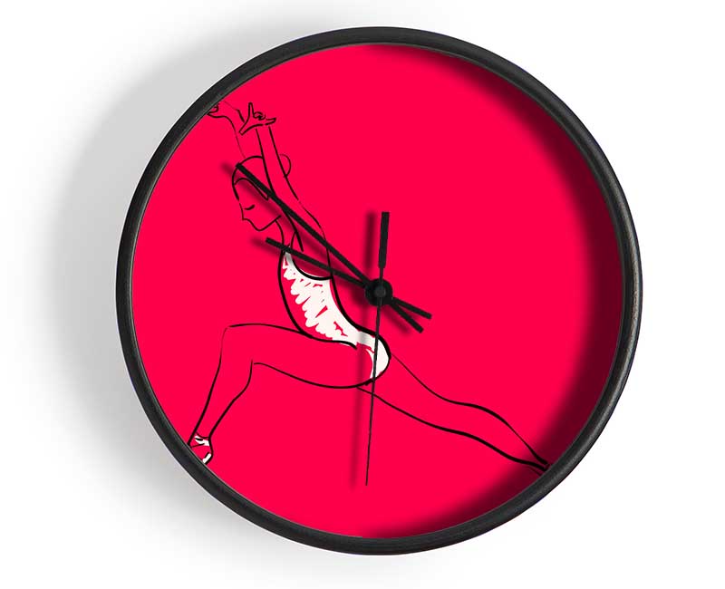 Pink White Ballerina 6 Clock - Wallart-Direct UK