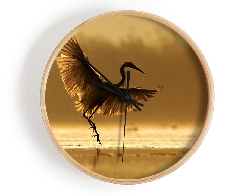 Dancing Sunset Heron Clock - Wallart-Direct UK