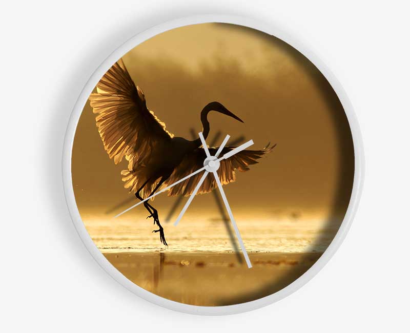 Dancing Sunset Heron Clock - Wallart-Direct UK