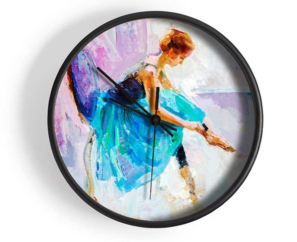 Blue Pink Ballerina 4 Clock - Wallart-Direct UK