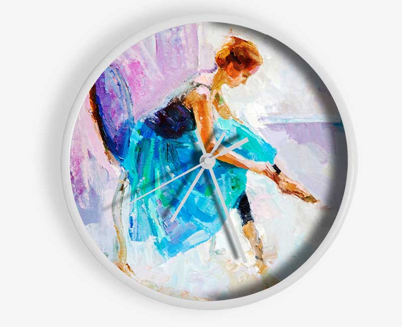 Blue Pink Ballerina 4 Clock - Wallart-Direct UK