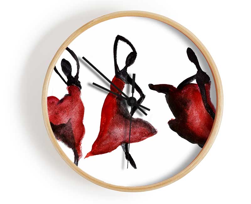 Red Ballarinas Clock - Wallart-Direct UK