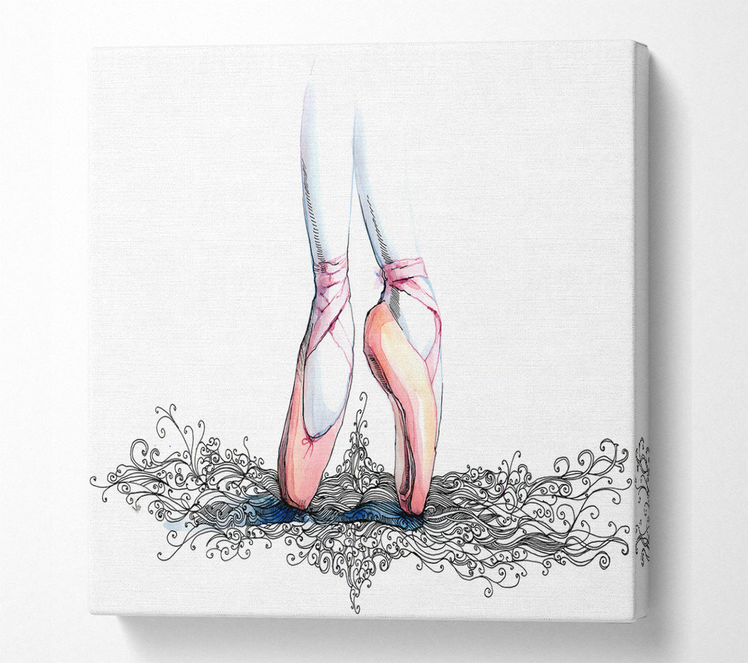 A Square Canvas Print Showing Ballerina Shoes 3 Square Wall Art