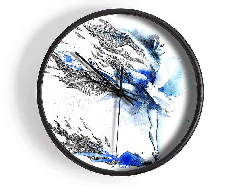 Blue Ballerina 12 Clock - Wallart-Direct UK