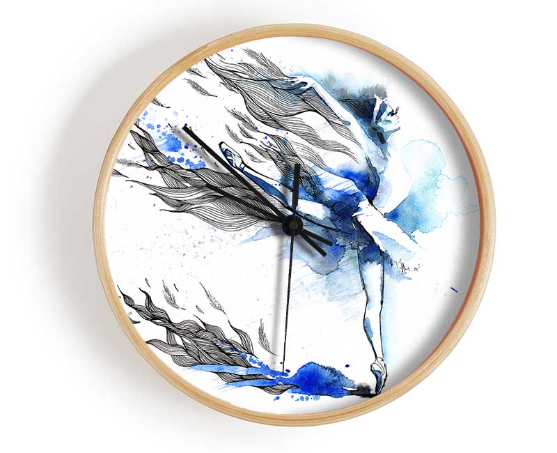 Blue Ballerina 12 Clock - Wallart-Direct UK