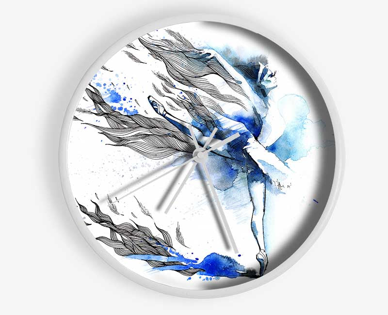 Blue Ballerina 12 Clock - Wallart-Direct UK