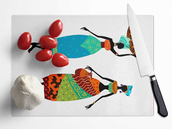 African Women 1 Glass Chopping Board