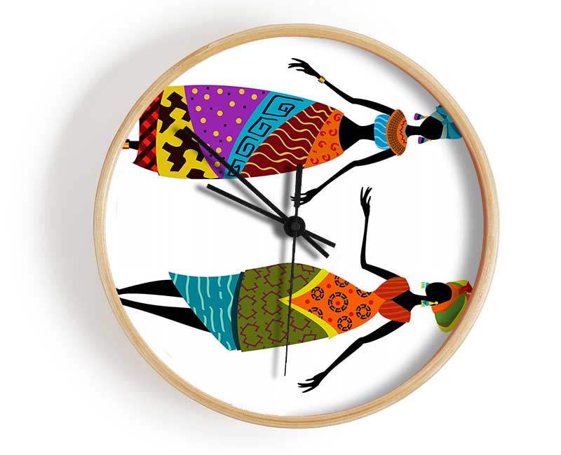 African Women 2 Clock - Wallart-Direct UK