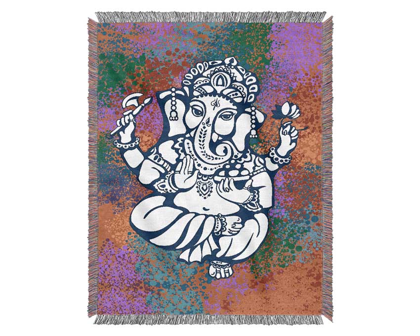 Hindu God Ganesha 8 Woven Blanket