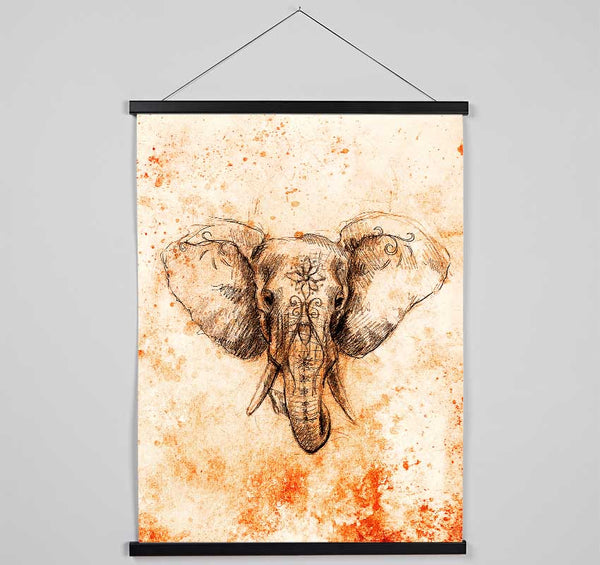 Stunning Indian Elephant Drawing Hanging Poster - Wallart-Direct UK