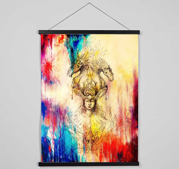 Red Indian Painting Hanging Poster - Wallart-Direct UK