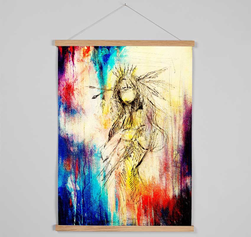 Red Indian Warrior Princess Hanging Poster - Wallart-Direct UK