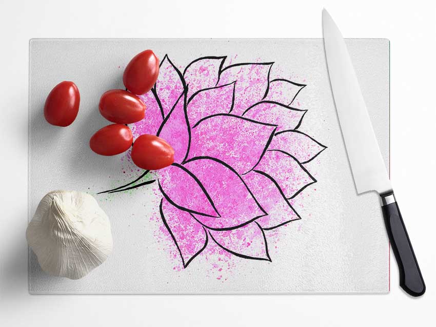 Pink Lotus Flower 1 Glass Chopping Board