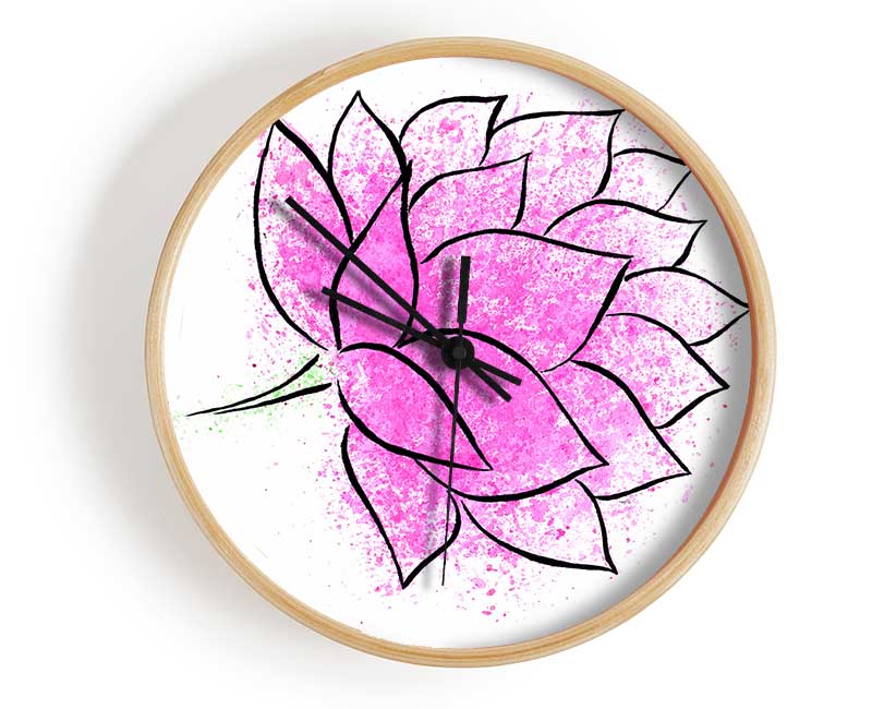 Pink Lotus Flower 1 Clock - Wallart-Direct UK