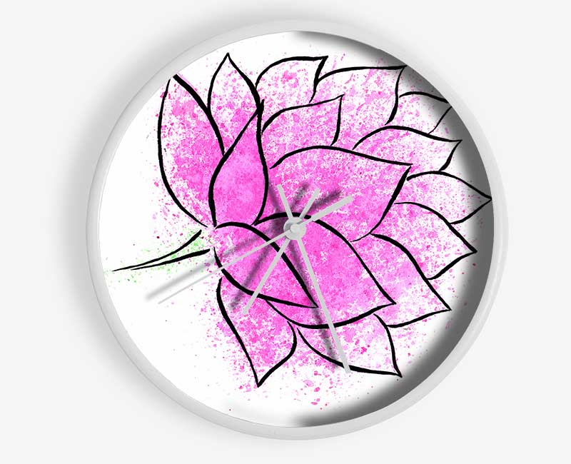 Pink Lotus Flower 1 Clock - Wallart-Direct UK