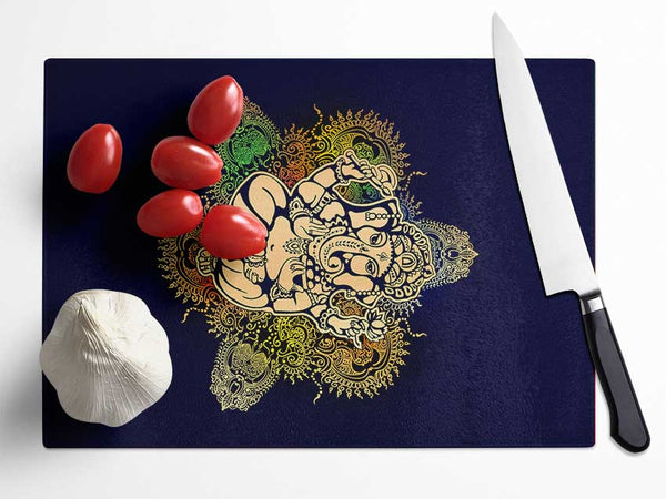 Hindu God Ganesha 9 Glass Chopping Board